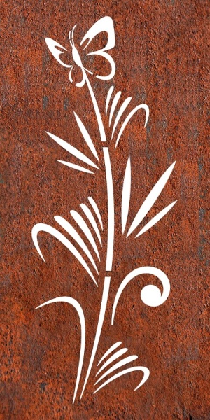 Edelrost Paravent oder Sichtschutzwand Blume Ghoncheh