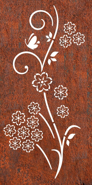 Edelrost Paravent oder Sichtschutzwand Blume Hana