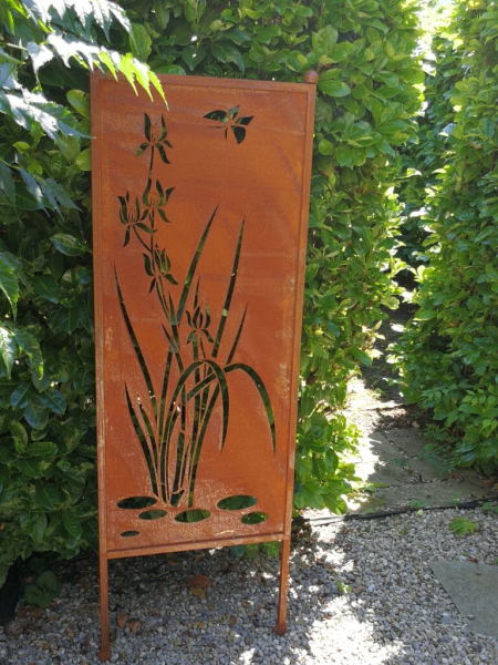 Edelrost Paravent Wasserlilie