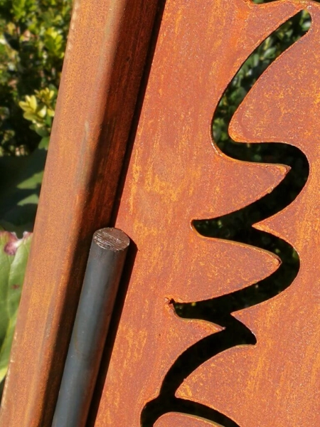 Edelrost Gartenstele Blüten Willkommen