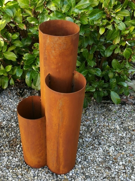Edelrost Pflanzsäule 3 Rohre