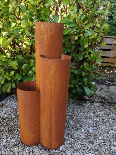 Edelrost Pflanzsäule 3 Rohre
