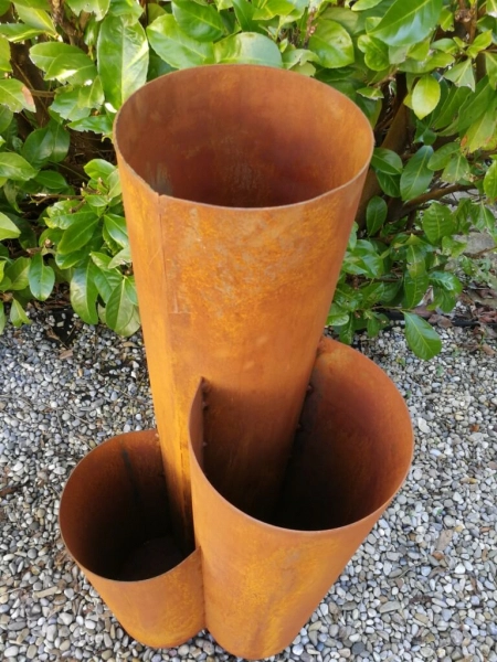 Edelrost Pflanzsäule 3 Rohre
