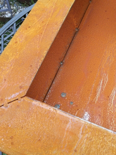 Edelrost Dekoschale quadratisch halbhoch