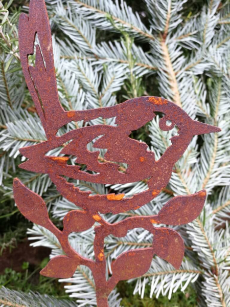 Edelrost Gartenstecker Piepmatz Zaunkönig
