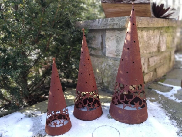 Edelrost Windlicht Pyramide Sterne Ziva