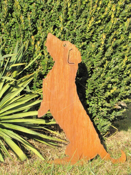 Edelrost Gartenfigur Rauhhaardackel Willy