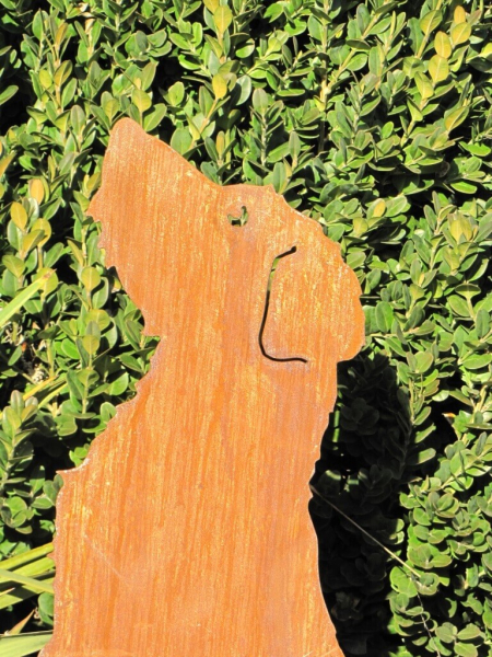 Edelrost Gartenfigur Rauhhaardackel Willy