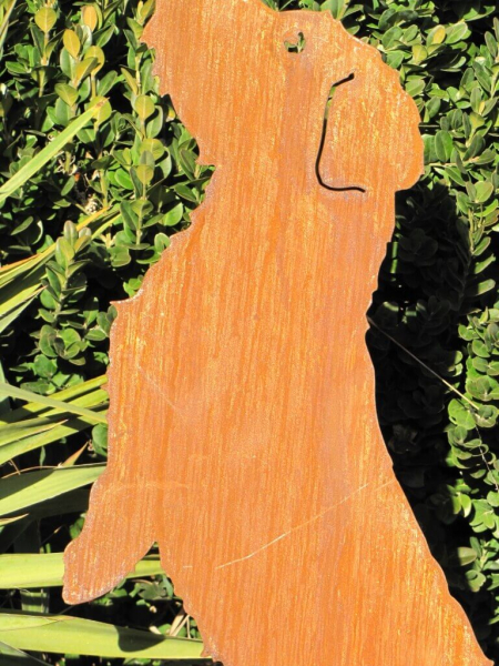 Edelrost Gartenfigur Rauhhaardackel Willy