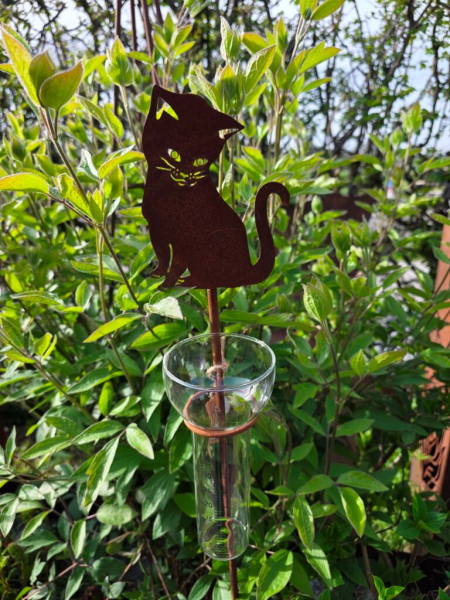 Edelrost Regenmesser Katze Schlumpfi