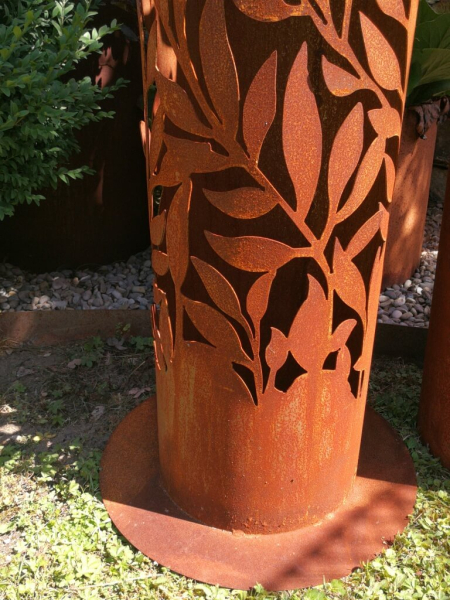 Edelrost Dekosäule Blätterranken