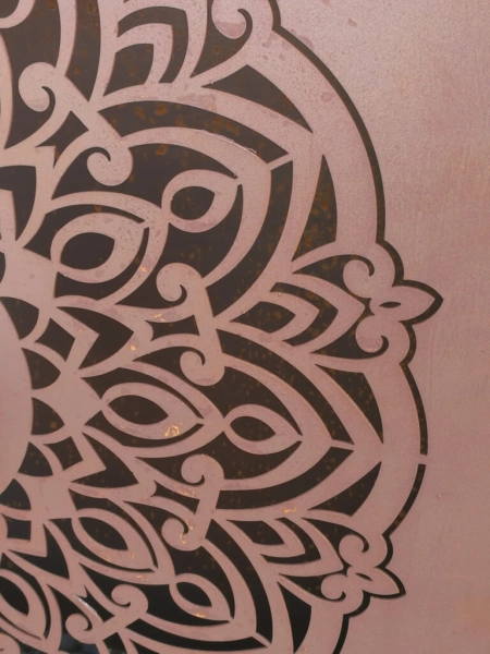 Edelrost Dekosäule Mandala mit Schale