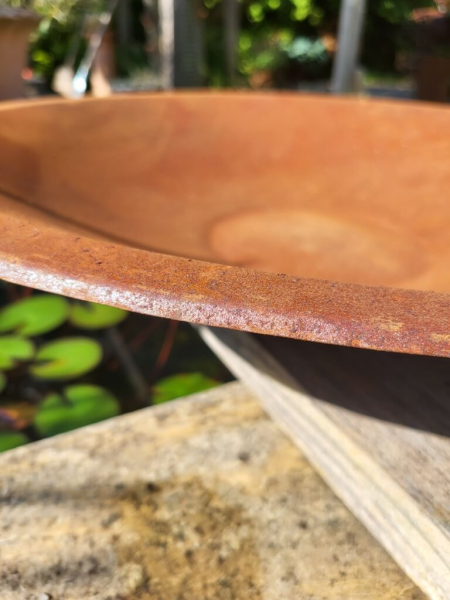 Edelrost Schale rund 60 cm, flacher Boden