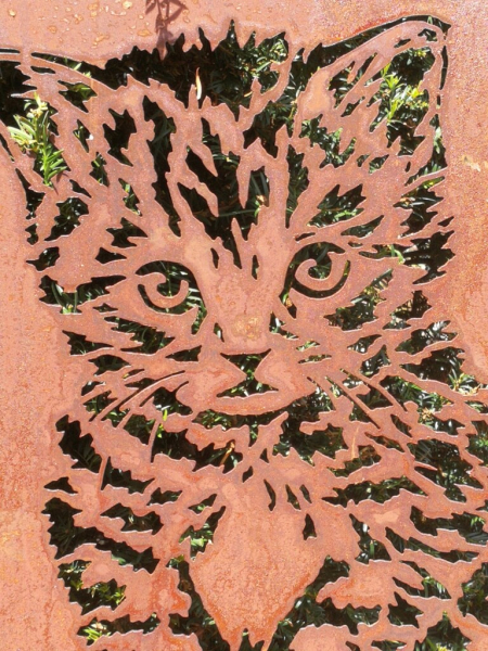 Edelrost Gartenschild Katze "Mein Revier"