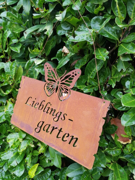 Edelrost Schild Lieblingsgarten