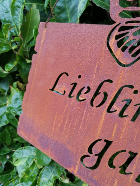 Edelrost Schild Lieblingsgarten