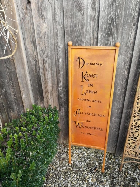 Edelrost Gartenschild Kunst im Leben