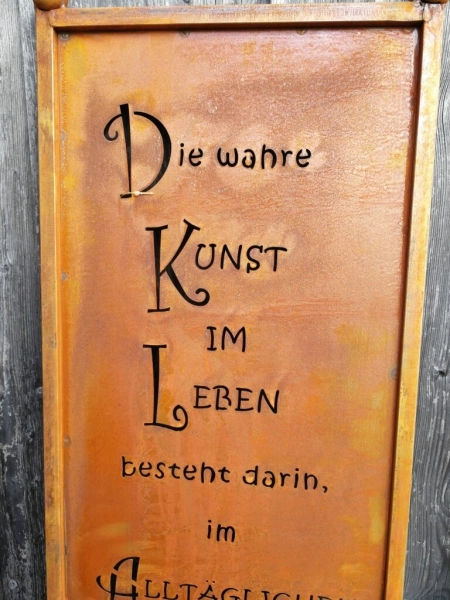 Edelrost Gartenschild Kunst im Leben