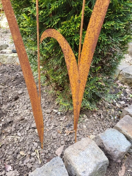 Edelrost 2er-Set Gartenstecker Schilfkolben