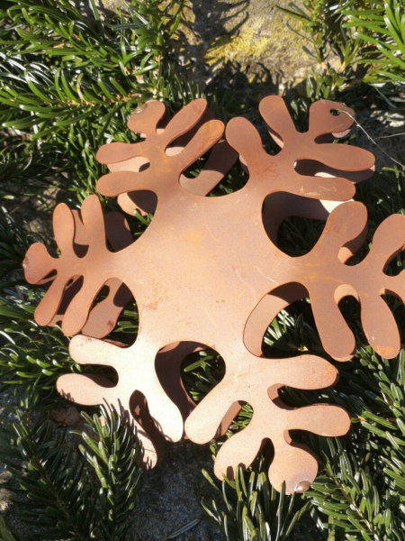 Edelrost Schneeflocke gebogen 3, 3D