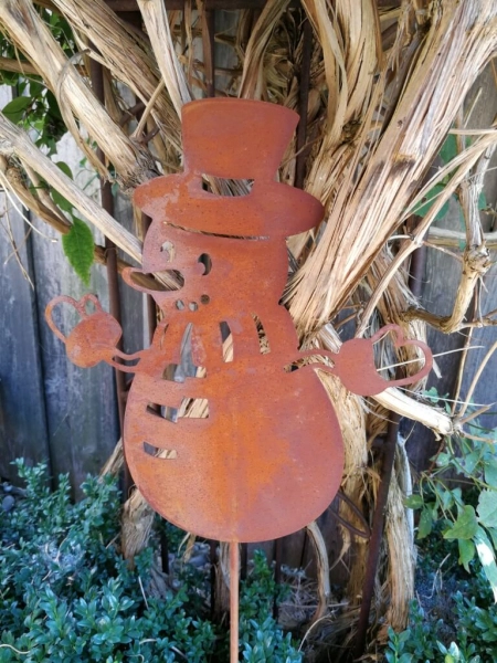 Edelrost Gartenstecker Schneemann Gustaffson