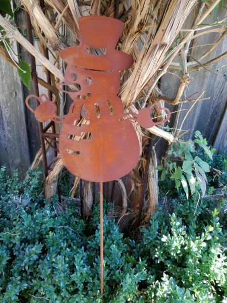 Edelrost Gartenstecker Schneemann Gustaffson