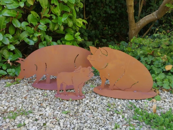 Edelrost Schweinefamilie