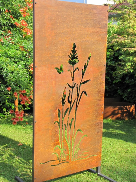 Edelrost Sichtschutzwand Gräser 2