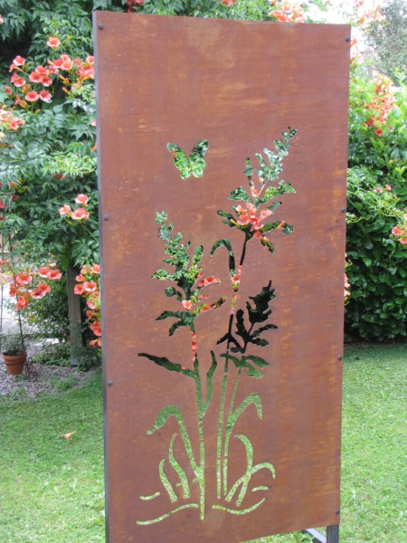 Edelrost Sichtschutzwand Gräser 3
