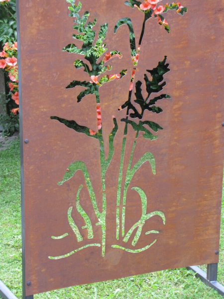 Edelrost Sichtschutzwand Gräser 3