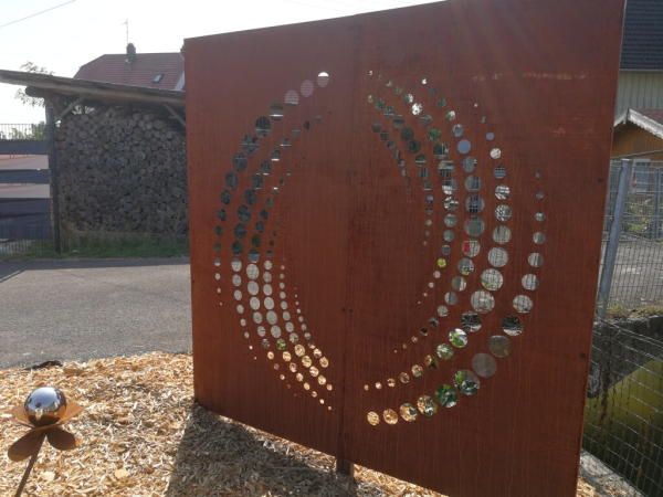 Edelrost Sichtschutzwand Kreise, 2-teilig