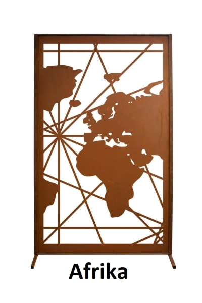 Edelrost Sichtschutzwand Weltkarte Afrika