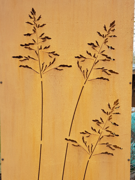 Edelrost Sichtschutzwand Gräser filigran