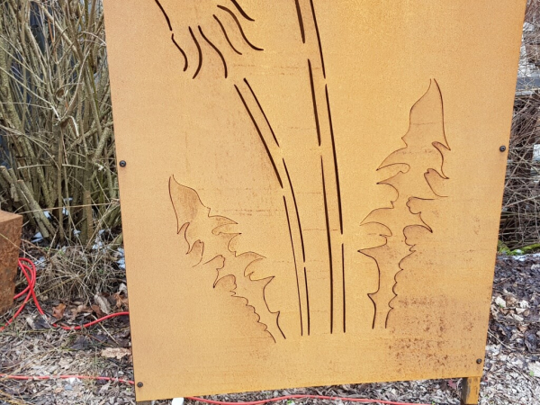 Edelrost Sichtschutzwand Pusteblume filigran
