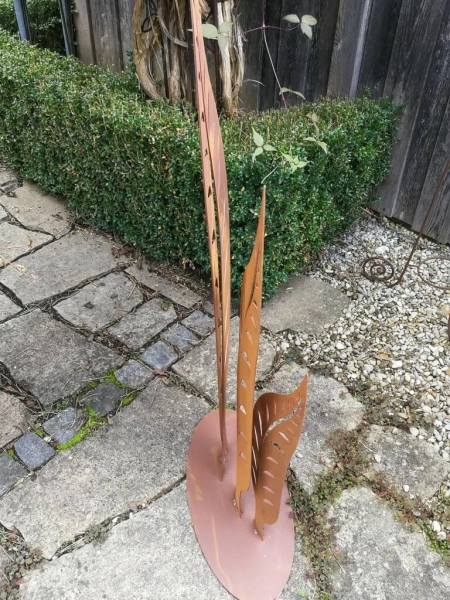 Edelrost Skulptur Blätter im Wind 3er Set
