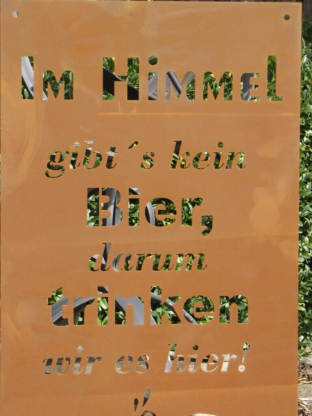 Edelrost Schild Bier im Himmel
