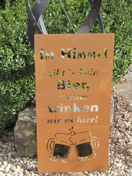 Edelrost Schild Bier im Himmel