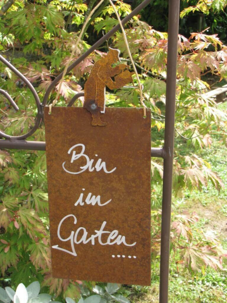 Edelrost Schild Mit Gartner Bin Im Garten Angels Garden Dekoshop