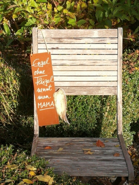 Edelrost Schild mit Engelsflügel Engel Mama
