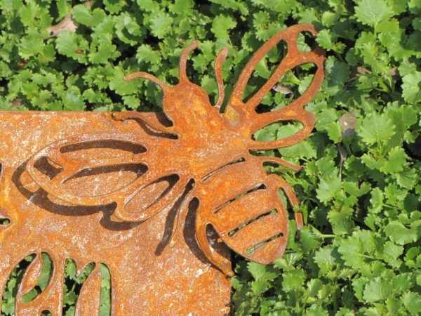 Edelrost Schild Garten mit Biene