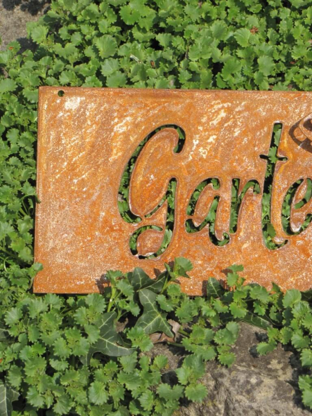 Edelrost Schild Garten mit Biene