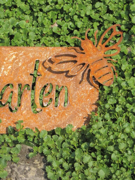 Edelrost Schild Garten mit Biene