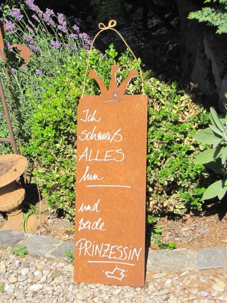Edelrost Schild Prinzessin mit Kronenrand