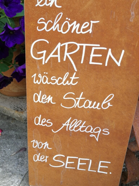 Edelrost Schild mit Ginkgo "Staub des Alltags"