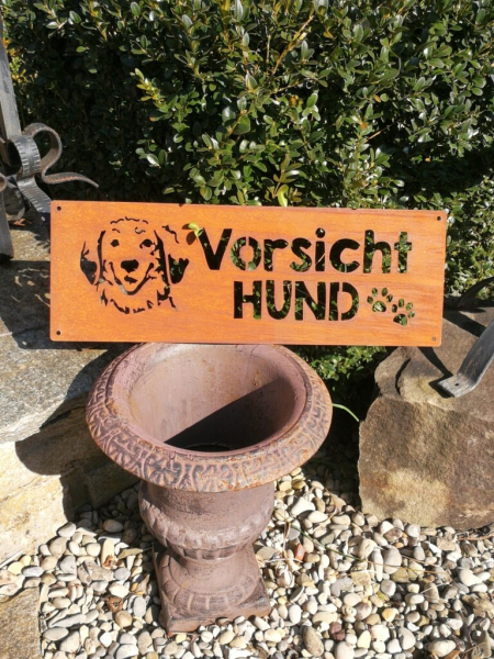 Edelrost Spruchschild Vorsicht Hund