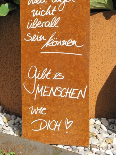 Edelrost Schild mit Engelsflügeln Weil Engel