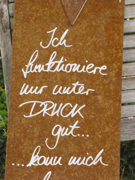 Edelrost Schild mit Herz drück mich