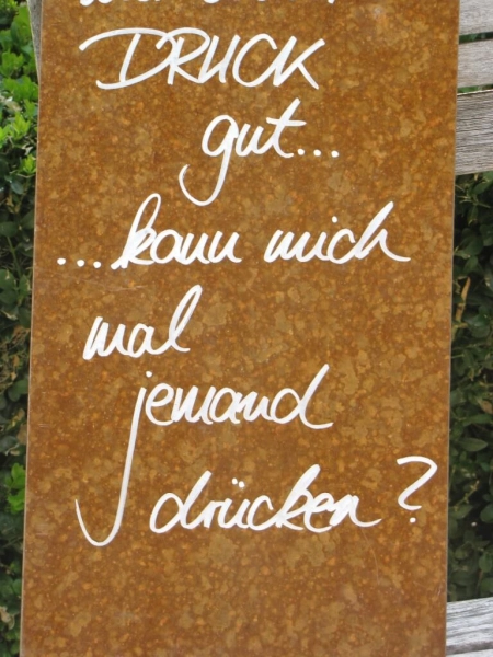Edelrost Schild mit Herz drück mich