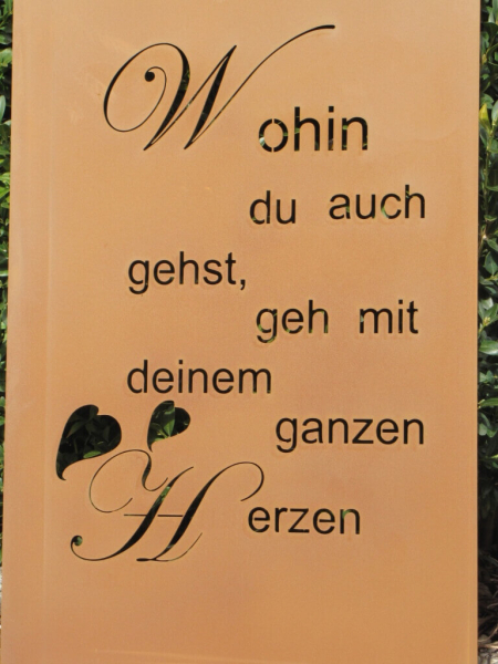 Edelrost Gedichttafel Herz 40 cm