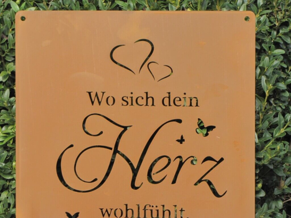 Edelrost Gedichttafel Herz Zuhause 40 cm